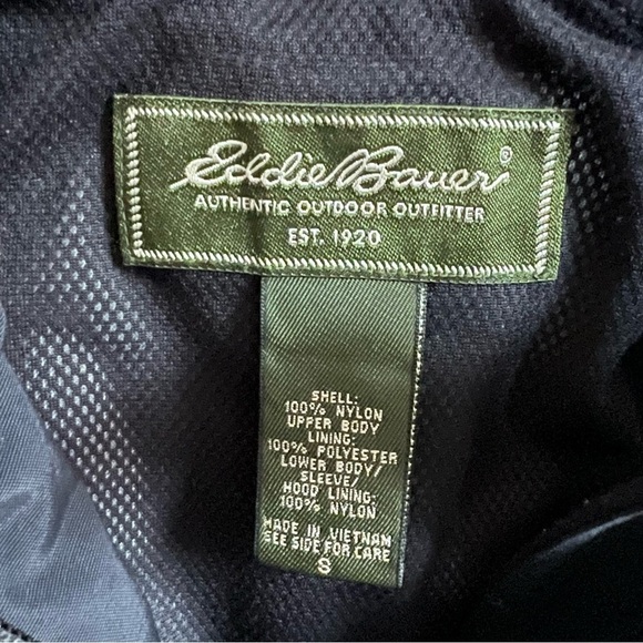 Eddie Bauer Outdoor Black Hooded Performance Shell Nylon Coat SZ S - Picture 3 of 6